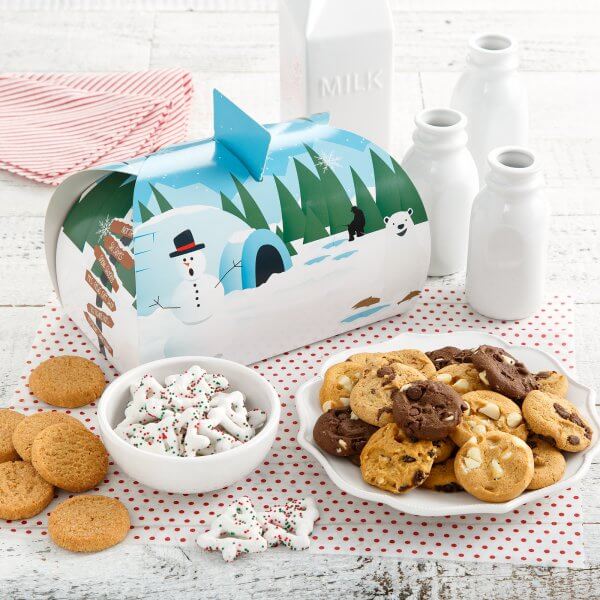 Blue Seasonal Signpost Carrier Box christmas xmas box gift holiday cookies cookie