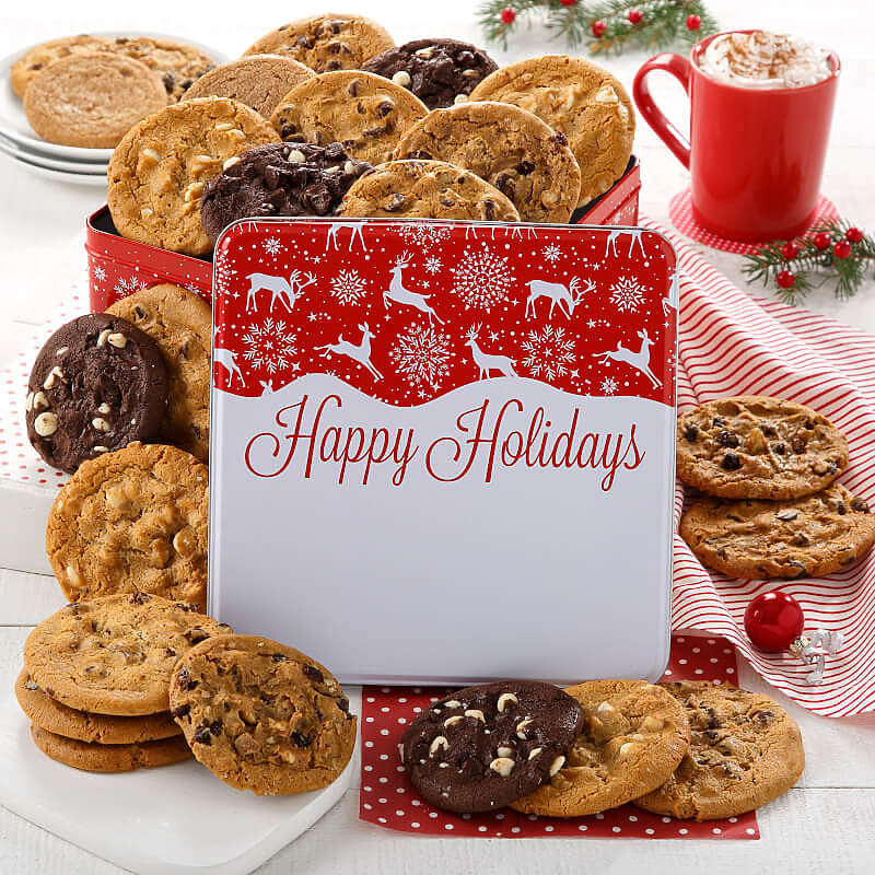 Holiday Reindeer 24 Cookie Tin Holiday Reindeer 24 Cookie Tin