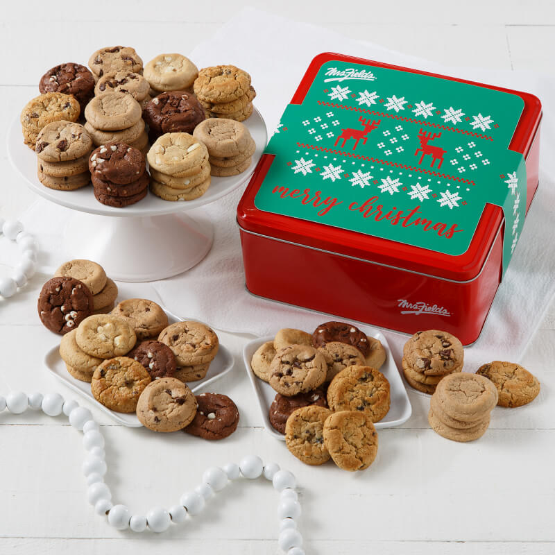 Merry Christmas 72 Nibblers Bite-Sized Cookies Tin