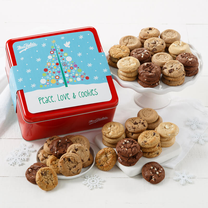 Peace Love  Cookies 72 Nibblers Bite-Sized Cookies Tin