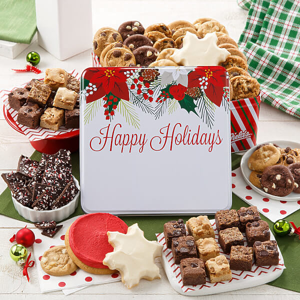 Custom Happy Holiday Poinsettia Large Combo Tin Custom Happy Holiday Poinsettia Large Combo Tin
