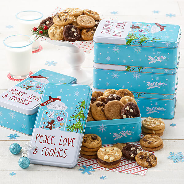 Peace Love Cookies 30 Nibblers Tin Case of 5 Peace Love Cookies 30 Nibblers Tin Case of 5