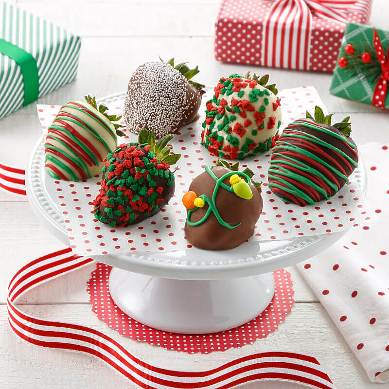 Half Dozen Holiday Belgian Chocolate Strawberries Half Dozen Holiday Belgian Chocolate Strawberries